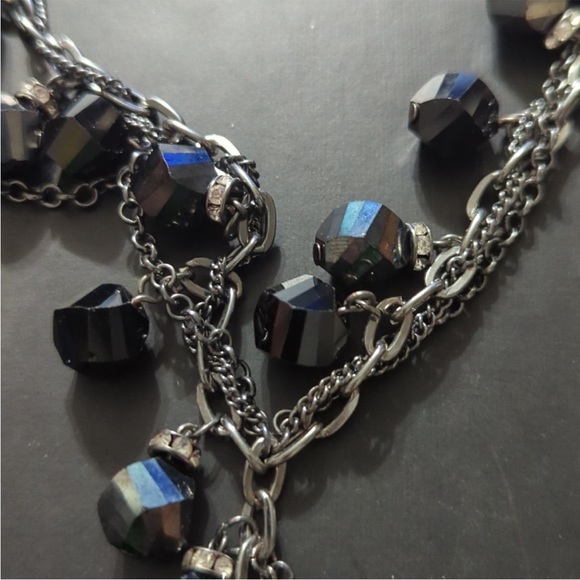 Simply Vera Wang Gunmetal Black Chain Crystal Y Shape Dangle Statement Necklace - Picture 4 of 6